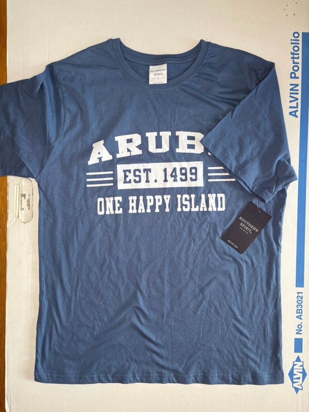 Southern Spirit Blue Aruba 'One Happy Island' Short-Sleeve Graphic Tee
